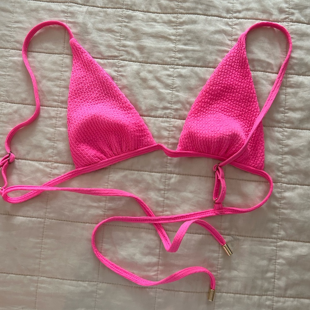 Monday Swimwear - Barbados Top Neon Pink Crinkle size Small
